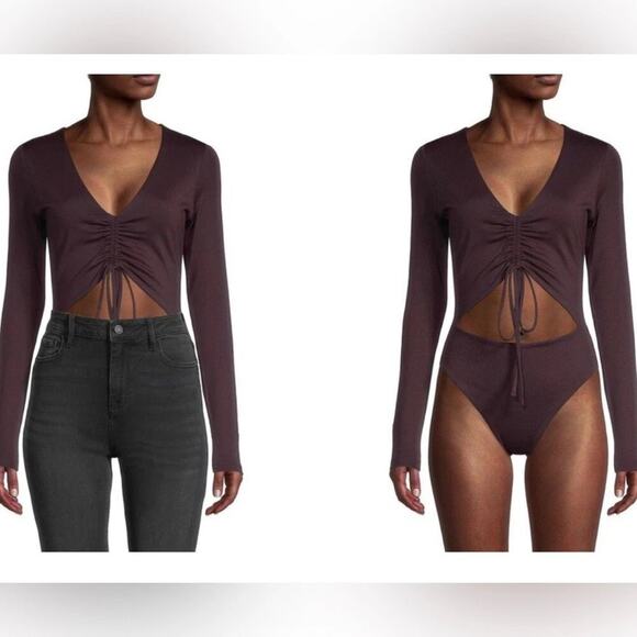 Susana Monaco Drawstring Cutout Bodysuit NWT - Picture 2 of 4